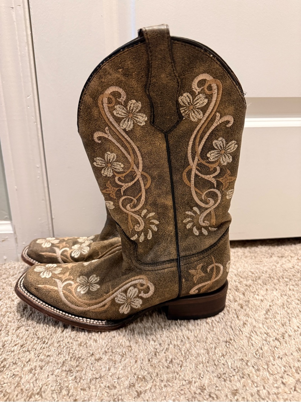 Circle G Brown Floral Embroidered Western Boots - barely touched